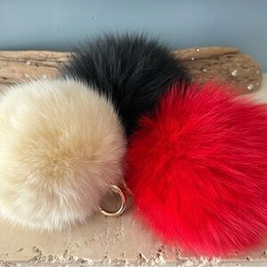 Elegant Fox Fur Pom Pom Keychain or Bag Charm -Brand New
